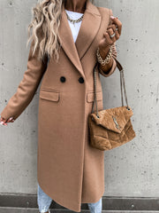 barn jacket outfits Autumn and Winter Long Suit Collar Woolen Coat for Women 88612