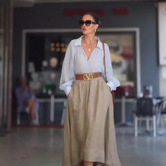 skirt outfits 2024 Autumn New Solid Color Versatile Temperament Shirt Casual Skirt Two-Piece Set