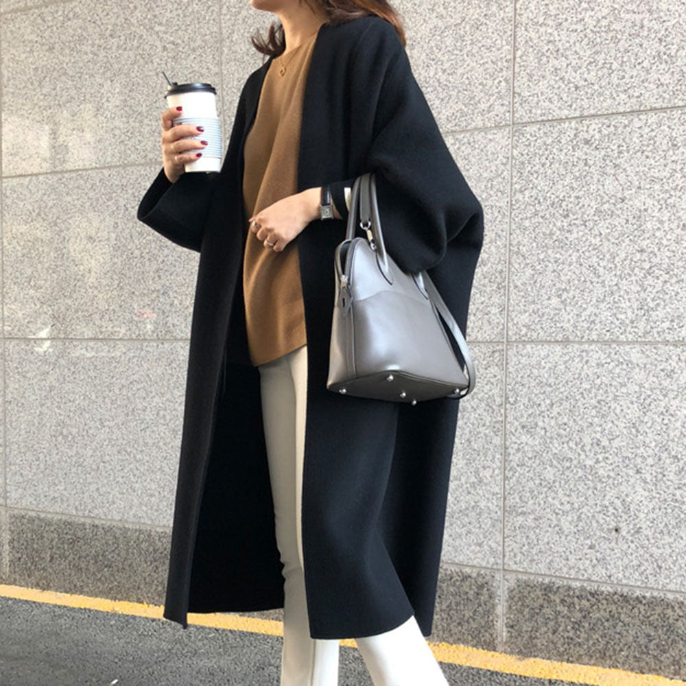 fall fashion 2024 Autumn and Winter New Fashion Loose Temperament Coat Long Solid Color Straight Coat Top for Women