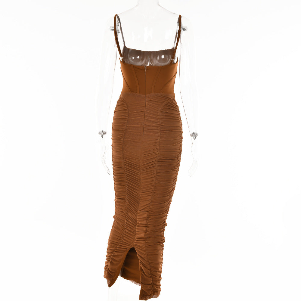 REALMEFIT  -    Ruched Corset Midi Dress