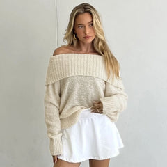 REALMEFIT  -  Fashion Knitted Solid Long Sleeve Loose Oversized Sweater Top Female Autumn Winter Casual Outfits Streetwear Festival