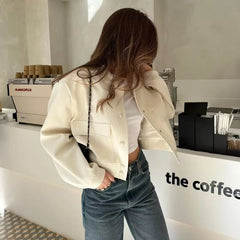 Realmefit  Winter Jackets For Women Fashion Pockets Autumn Jacket Solid Coat Female Long Sleeve Casual New Outerwears Chic Tops