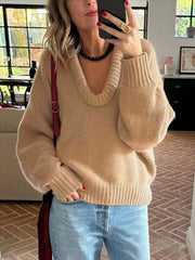 REALMEFIT  -  Autumn and Winter Sweater for Women Casual V Neck Long Sleeve Female Pullover 2024 New Fashion High Street Ladies Warm Knitwear