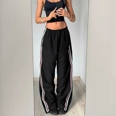 REALMEFIT  -  Sporty Basic Side Striped Pants Fashion Streetwear Elastic Waist Straight Sweatpants All-matched Casual Trousers Autumn