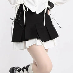 Realmefit Sweet Skirts Women Romantic A-Line Kawaii Attractive Patchwork Creativity Mini Streetwear Holiday Students Japanese Style