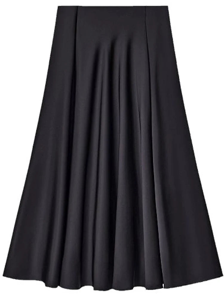 Realmefit   Half Length Skirt for Women In The  Summer, Elegant and Elegant, High Waisted Satin Color Long Skirt