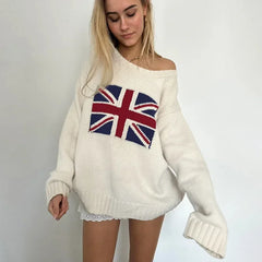 REALMEFIT  -  Vintage Graphic Sweaters Women American Streetwear Long Sleeves Print Oversized Pullovers Casual Sweaters Autumn Winter