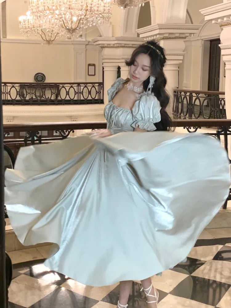 Realmefit  French Elegant Princess Evening Party Dress Women Vintage Romantic Prom Vestidos Korean A-line Graduation Dresses Summer New