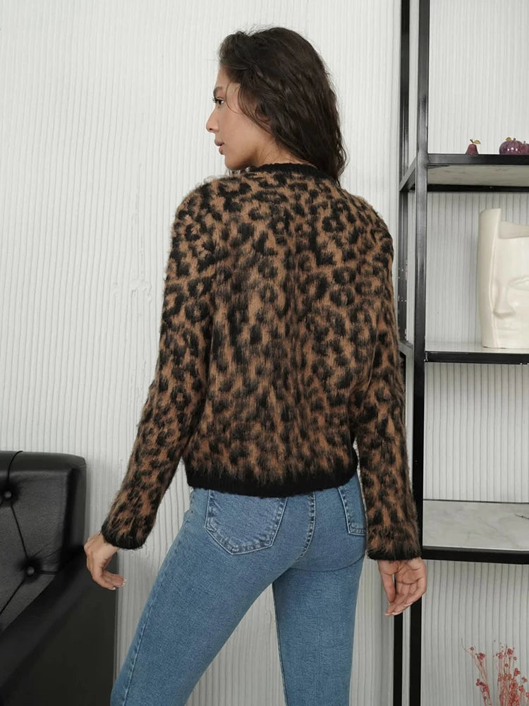 REALMEFIT  -  Autumn Winter New Leopard Knitted  Cardigan For Women Casual Fashion Buttons Sweater Outwear Long Sleeve Female Cardigan