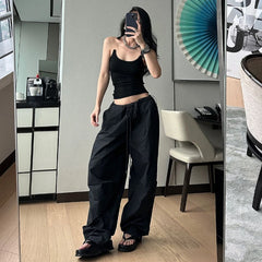 Realmefit   Y2k Cargo Pants Women High Street Drawstring Oversize Sweatpants Casual Vintage Baggy Wide Leg Pants Joggers Trousers