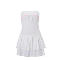 OKLULU  -  Korean Sexy Mini Dress Y2K Sleeveless Bow Lace Playful Summer Tank Dresses Nightclub Party Playful Evening Dresses