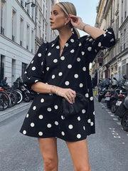 Realmefit Deep V Neck Mini Dress For Women Dot Fashion Loose Summer Dresses Women's Street Casual Temperament Vestido De Mujer