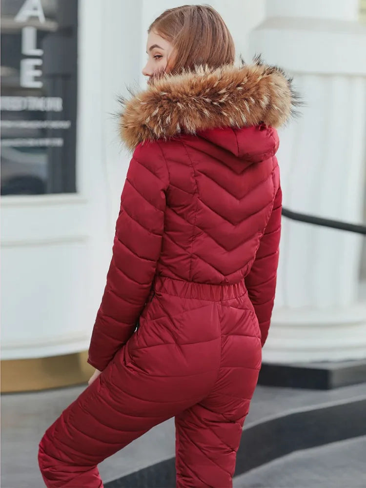 Realmefit  Feather Slim Winter Parkas Women One Piece Down Jacket Woman Long Jacket Winter Ski Suit Mountaineering Abrigos De Plumas