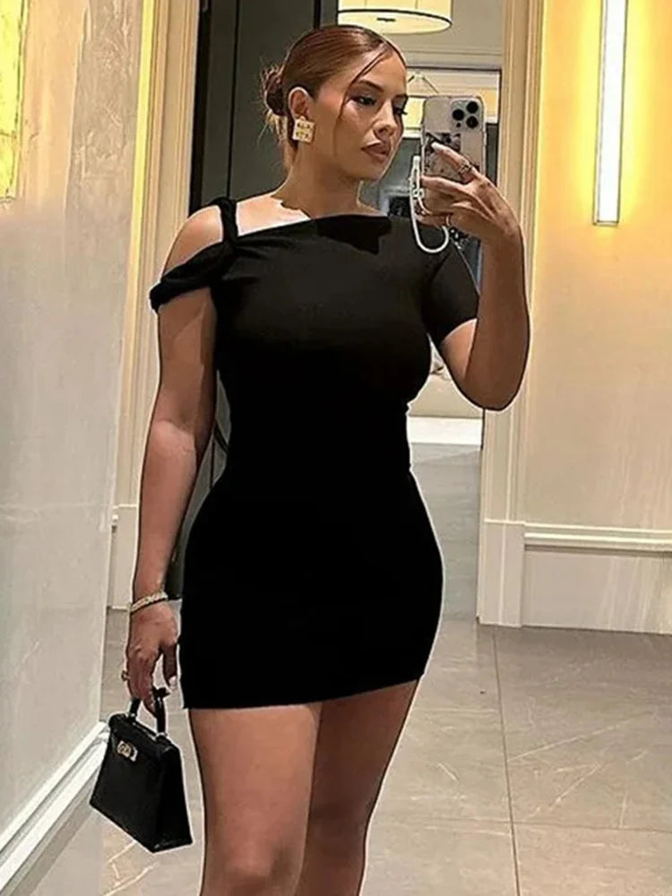 Realmefit   Bandage Off Shoulder Slim Summer Dress For Women High Waist Sleeveless Sexy Hip Wrap Solid Party Evening Bodycon Dress