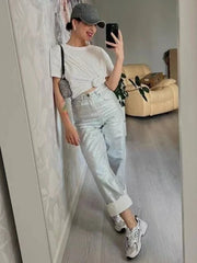 Realmefit  Loose PU Women Pants Solid Casual High Waist Pockets Fashion Streetwear Woman   Autumn Winter New Baggy Bottoms Femme