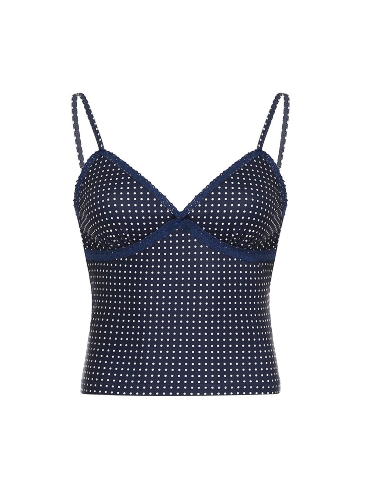 REALMEFIT  - Galia Polka-Dot Lace Silk Vest