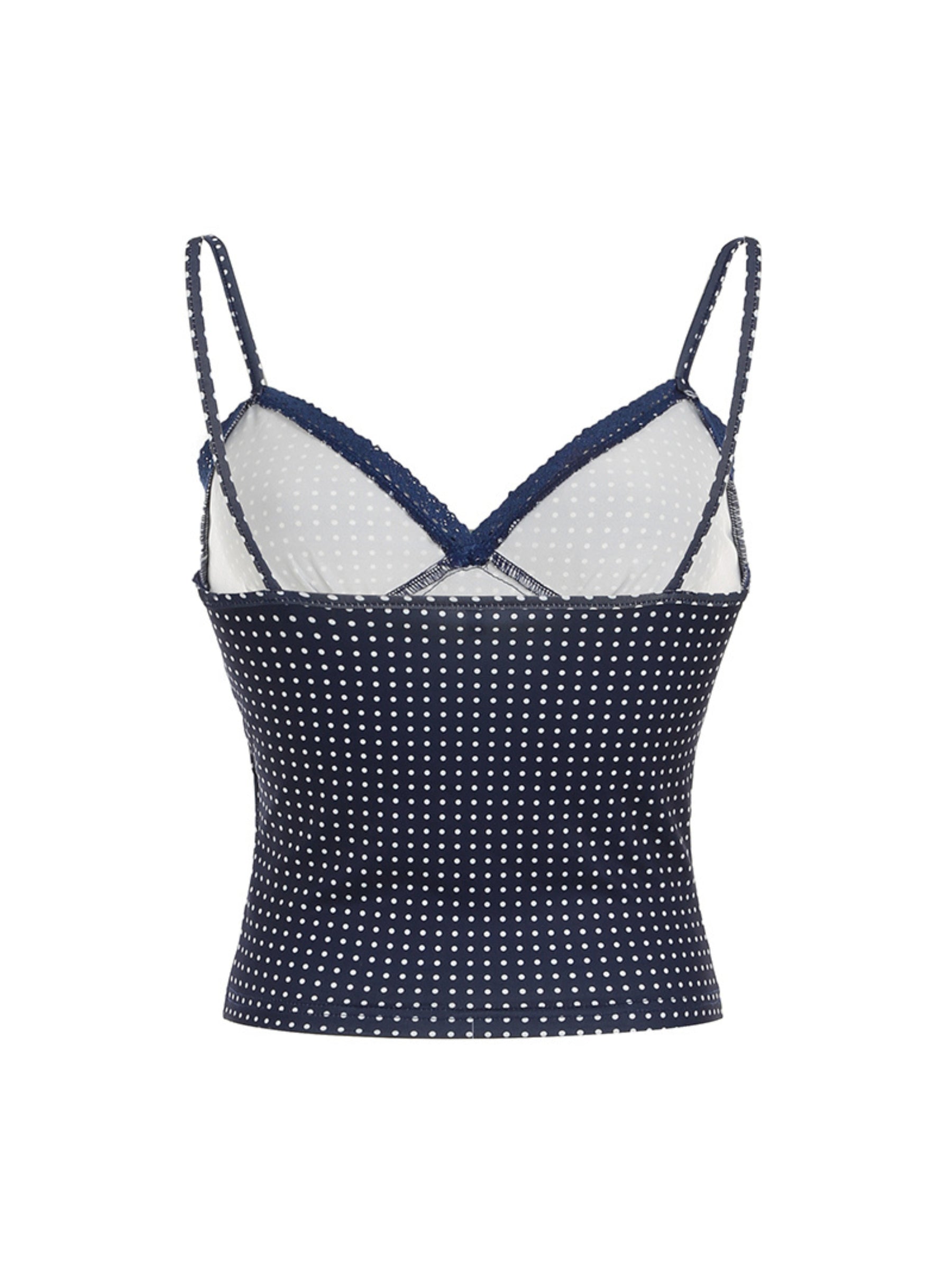 REALMEFIT  - Galia Polka-Dot Lace Silk Vest